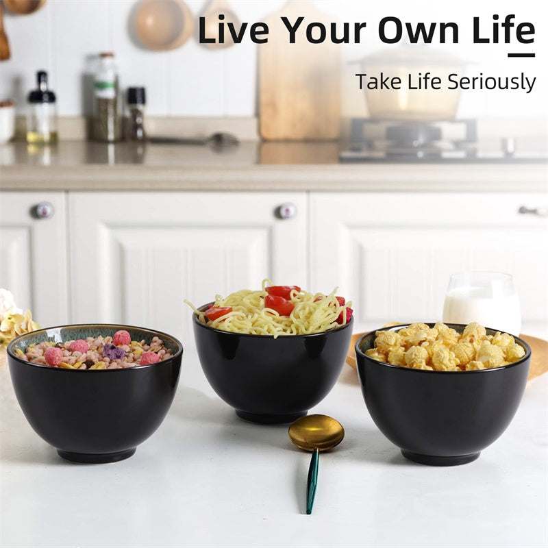 Ceramic kiln change peacock green bowls set of 4 for Western food, suitable for cereal, salad, pasta, and more.