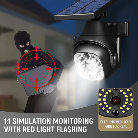 Solar powered outdoor courtyard light with human sensing, waterproof, and adjustable solar panel.